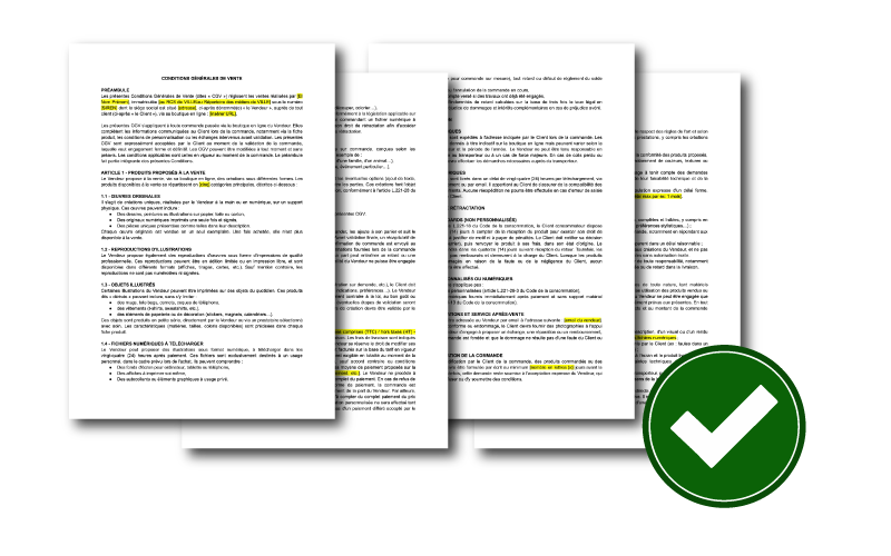 Modèle de CGV pour une boutique en ligne (spécial illustrateur)